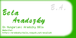 bela aradszky business card